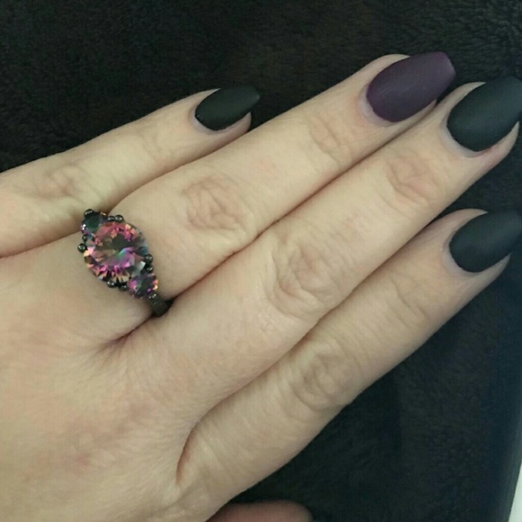 FLASH SALE! Rainbow Topaz Ring Rhodium Plated - Picture 8 of 8